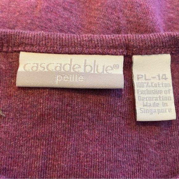 Cascade Blue Floral Embellished Short Sleeve Tee Twilight Lavender PL 14 - Picture 3 of 4